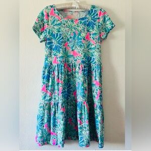 Lilly Pulitzer Geanna Short Sleeve Dress Soleil Pink Good Hair Day Large new